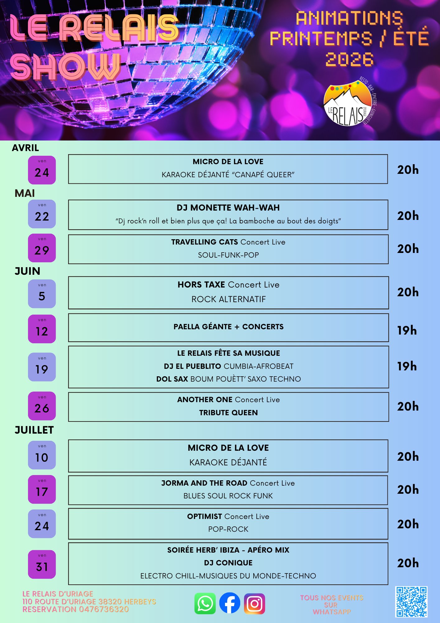 Programme Relais Show Printemps Été 2026